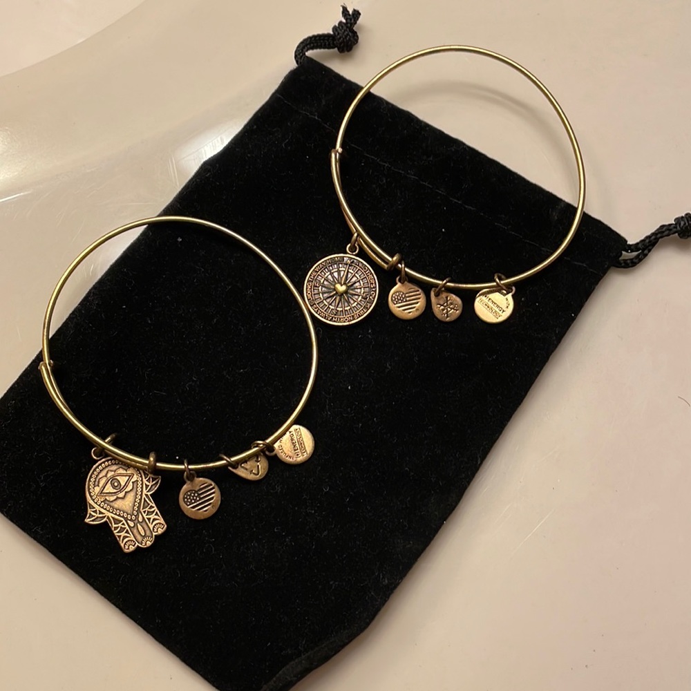 2 Alex and Ani brass bangle bracelets